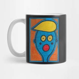 Blue Man on Orange Mug